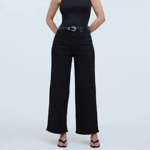 Women's Madewell Curvy Perfect Vintage Black Wide-Leg Jeans